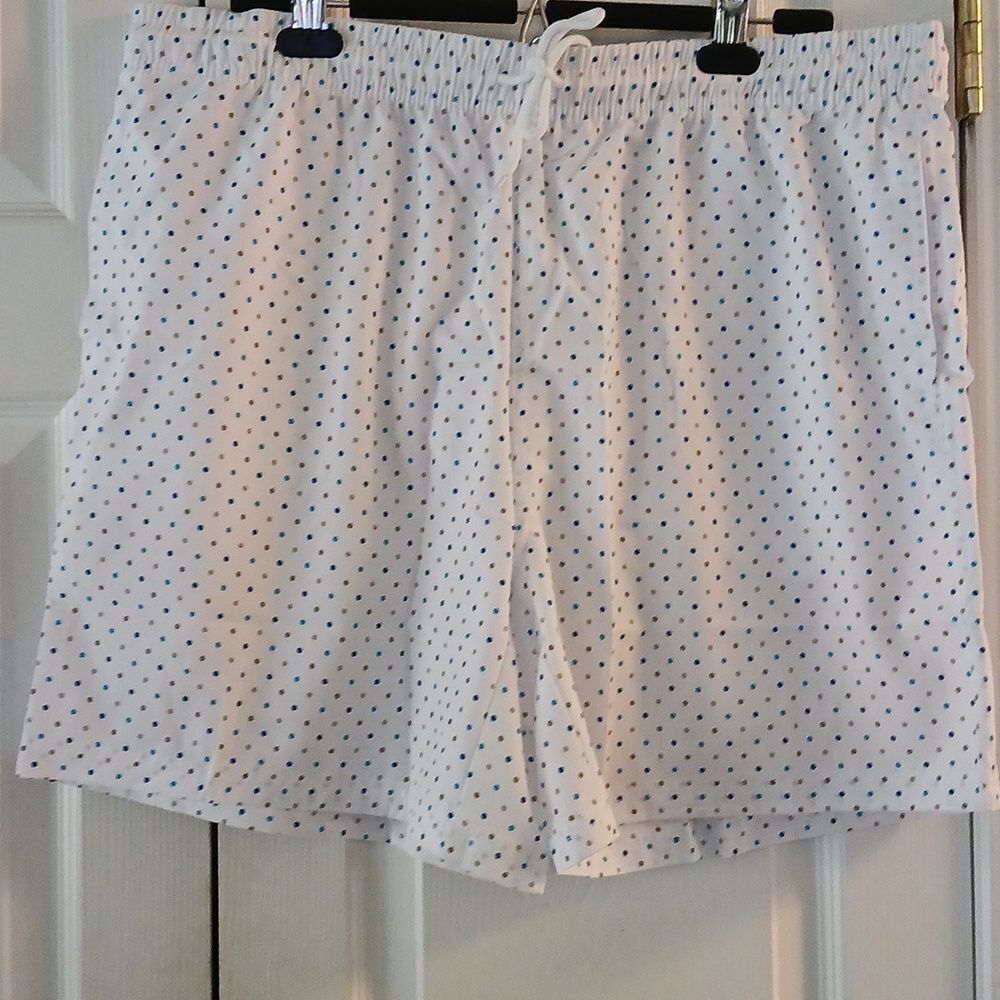 Biwisy  white swim trunks  swimming suit with tan blue polka dots Sz XL …
